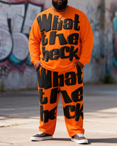 Big & Tall Men's What The Heck Alphabet Print Long Sleeve T-Shirt Pants Set