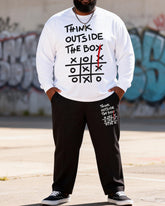 Big & Tall Men's Think Outside The Box Tic Tic Print Long Sleeve T-Shirt Pants Set