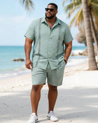 Big & Tall Men's Wavy Print Short Sleeve Shirt Shorts Set