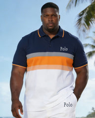 Men's Large Patch Pocket Short-sleeved Polo Shirt And Shorts Set