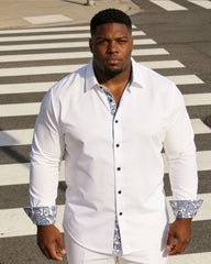 Men's Plus Size Business Cuff Neck Special Stitching Long Sleeve Lar Shirt