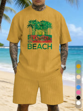 Large Size Jacquard Casual Set With Printed Chest Texture