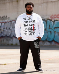 Big & Tall Men's Think Outside The Box Tic Tic Print Long Sleeve T-Shirt Pants Set
