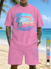 Hawaiian Texture Three-Dimensional Jacquard Plus Size Casual Suit