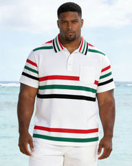 Men's Large Patch Pocket Short-sleeved Polo Shirt And Shorts Set
