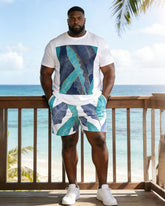 Hawaii Holiday Big Leaf Men's Large Size Short Sleeve T-Shirt Shorts Set