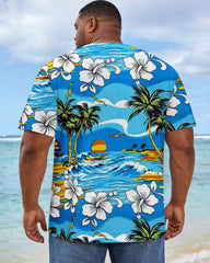 Men's Large Hawaiian Print Short-sleeve T-shirt