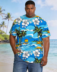 Men's Large Hawaiian Print Short-sleeve T-shirt