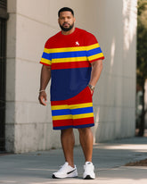 Men's Casual Large Size Short-sleeved Shorts Set