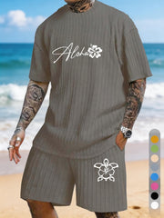 "Aloha" Hibiscus Turtle Print Texture Pattern Large Size Beach Suit