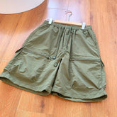 Tooling Wind! Three-dimensional Big Pockets! Summer Men's Elastic Waist Lace-up Pants Shorts Fashion