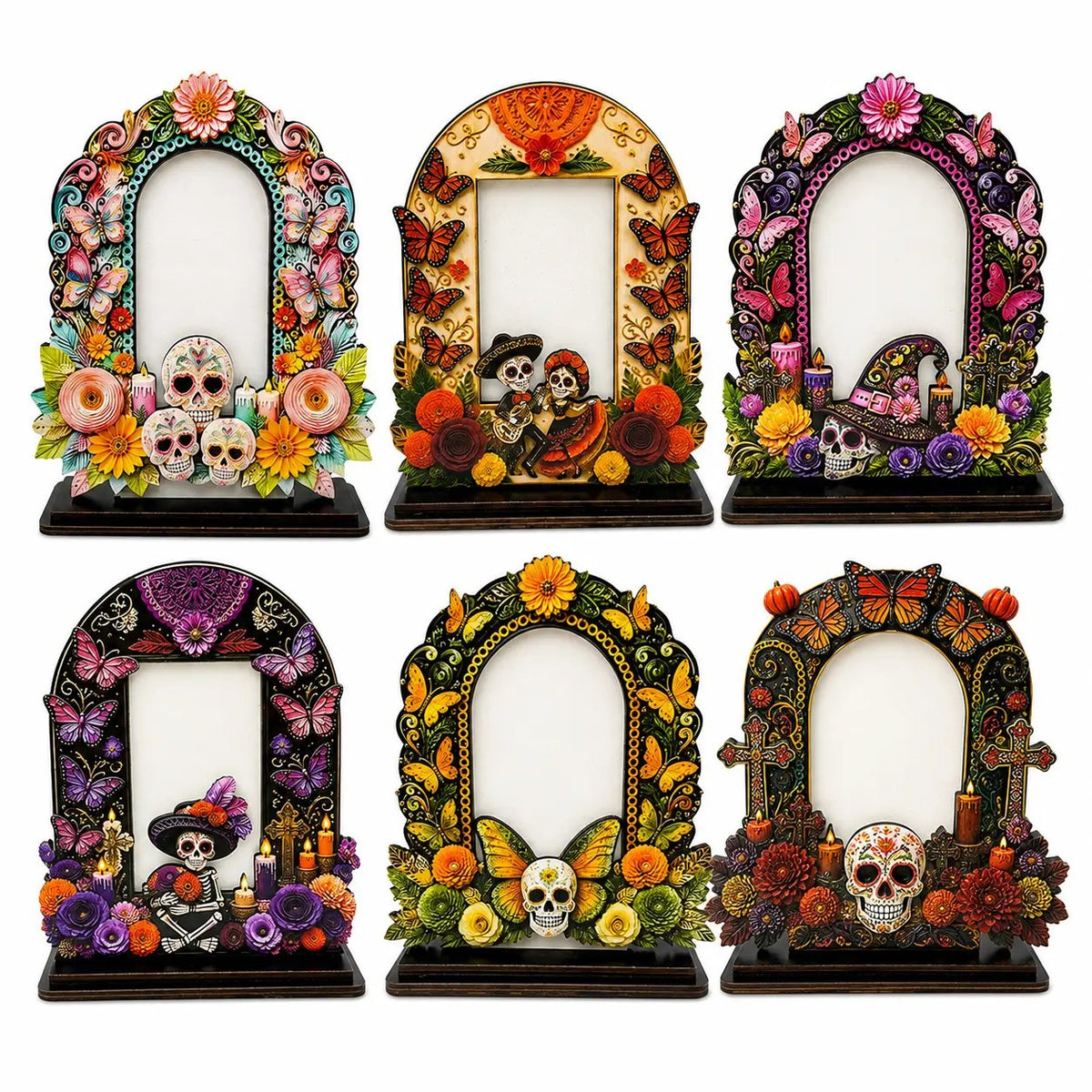 💀🕯️ Last Day 49% OFF – Day of the Dead Memorial Decor | 6-Piece Wooden Photo Frame Set