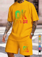 OK LET'S GO Gradient Map Print Texture Pattern Large Size Set