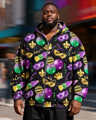 Big & Tall Men's Carnival Mask Colored Ball Print Zip Hoodie