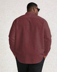 Brick Red, Yellow Patchwork Music Carnival Large Size Men's Long Sleeve Lapel Shirt