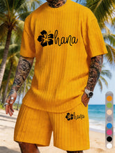 Ohana Hibiscus Flower Print Texture Plus Size Vacation Suit