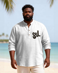 Big & Tall Men's SOUL Alphabet Print Henry Collar Long Sleeve Shirt
