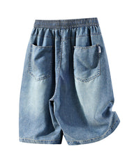 Men's Large Size Washed Distressed Solid Color Denim Pants XL-10XL