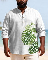 Big & Tall Men's Printed Henry Collar Long Sleeve Shirt