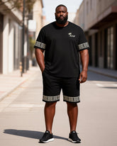 Big & Tall Men's "King" Greek Rim Print Round Neck Short Sleeve T-Shirt Shorts Set