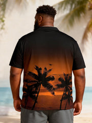 Big & Tall Men's Sunset Coconut Gradient Print Short-Sleeved POLO Shirt