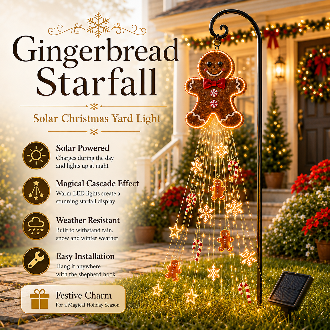 🎄 Gingerbread Magic Solar Holiday Yard Light