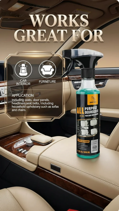 All-Purpose Degreaser Cleaner, Heavy-Duty Stain Remover Spray for Car Interior & Home, Lemon Scent 120ml Kit