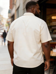 Big & Tall Men's Brown Letter Print Short Sleeve Shirt