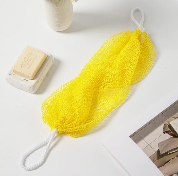 Multi-colored, Extra-long, Stretchy Bath Mesh โ Exfoliating Back-Scrubbing Towel with Dual Hanging Loops