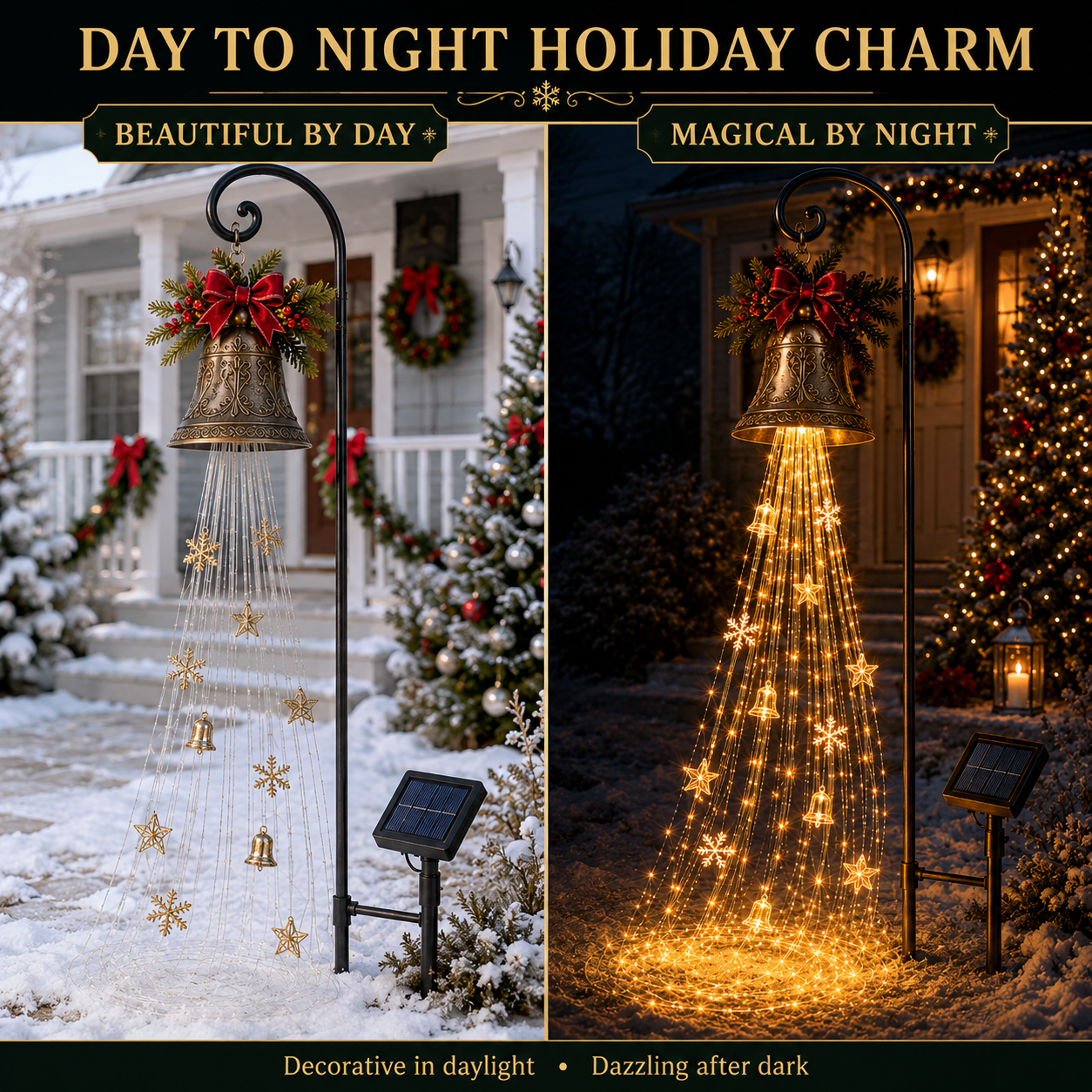 ✨✨Hot Sale 40% OFF🎄 Christmas Bell Cascade Solar Yard Light✨
