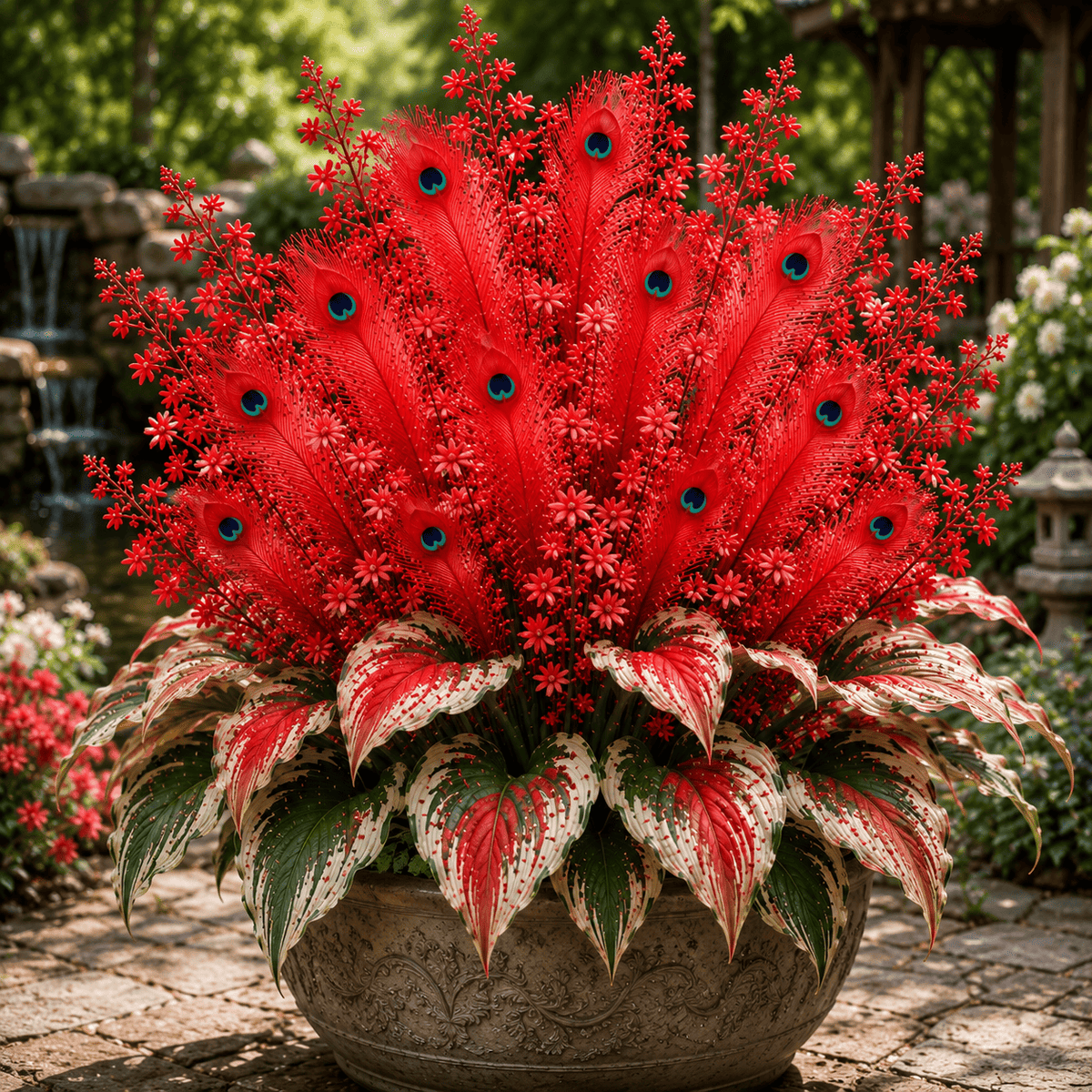 🌿🔥 Peacock Flame Hosta Bulbs – Vibrant Multicolor Foliage for Gardens, Patios & Planters 🦚