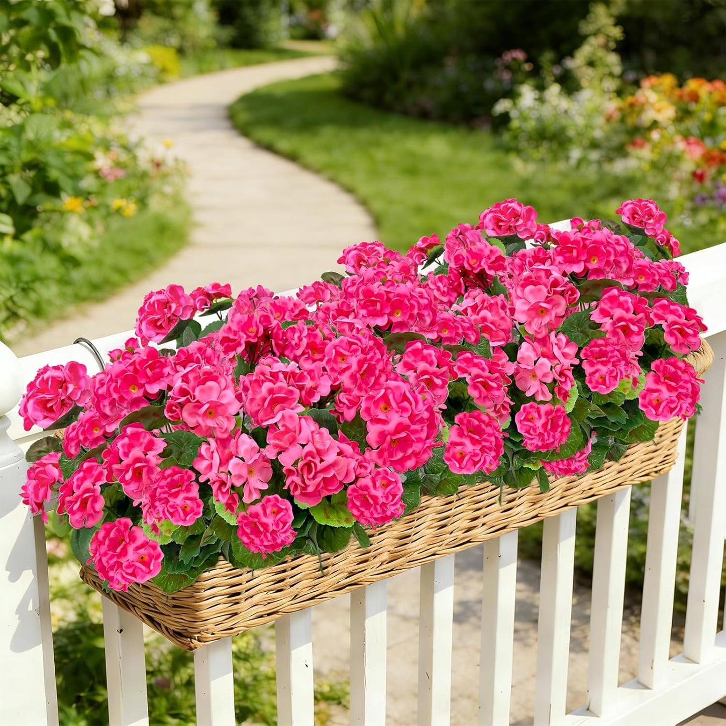 🔥Last Day 50% OFF🔥Outdoor UV Resistant Artificial Geranium Flowers with free led lights☀️UV resistant, Waterproof,Windproof🌪️