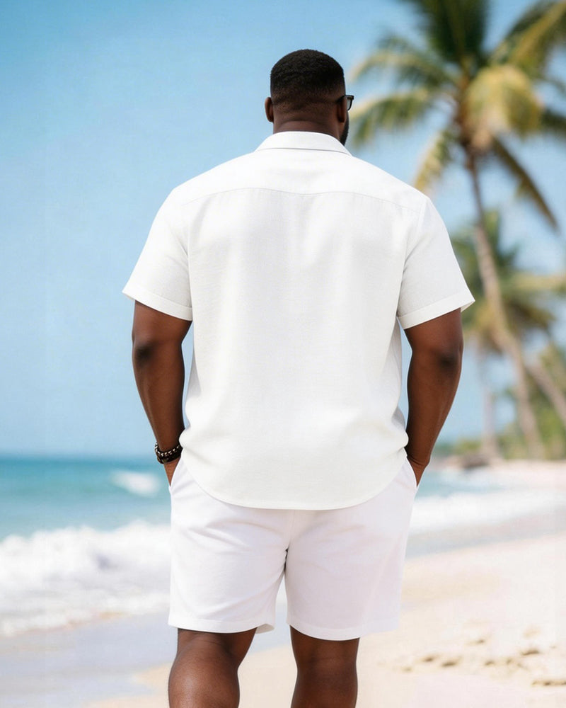 Big & Tall Men's Geometric Print Short Sleeve Shirt Shorts Set