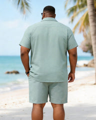 Big & Tall Men's Wavy Print Short Sleeve Shirt Shorts Set