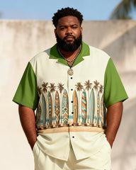 Big & Tall Men's Surfboard Coconut Print Short Sleeve Shirt Shorts Set