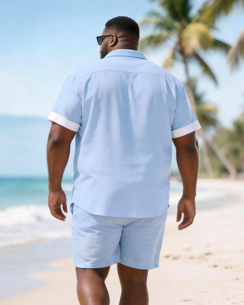 Big & Tall Men's Diamond Print Short Sleeve Shirt Shorts Set
