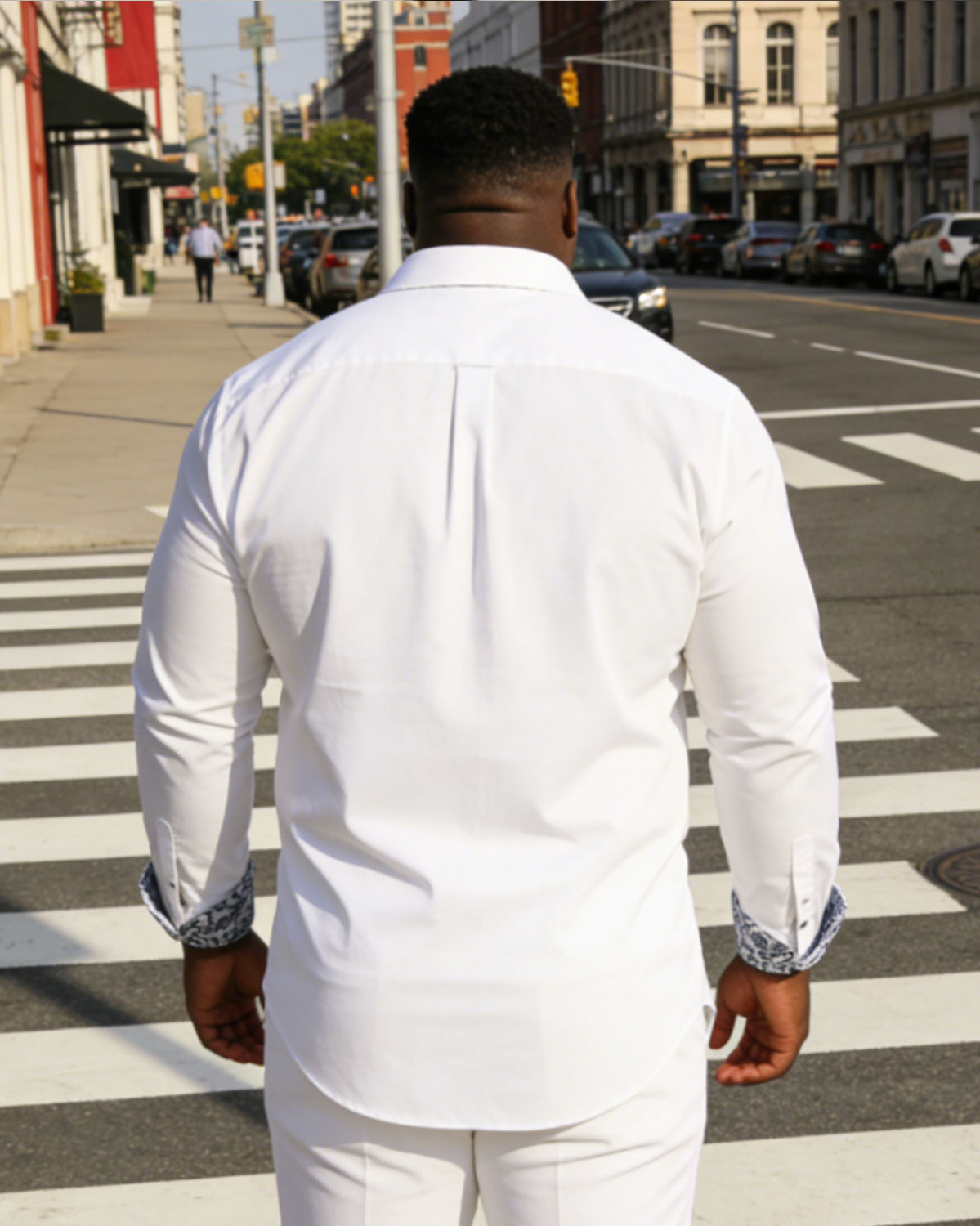 Men's Plus Size Business Cuff Neck Special Stitching Long Sleeve Lar Shirt