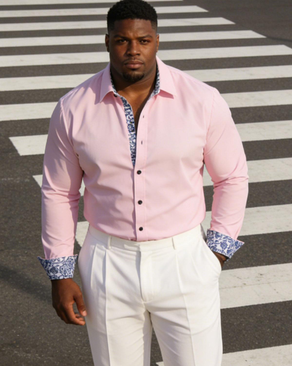 Men's Plus Size Business Cuff Neck Special Stitching Long Sleeve Lar Shirt