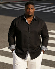 Men's Plus Size Business Cuff Neck Special Stitching Long Sleeve Lar Shirt