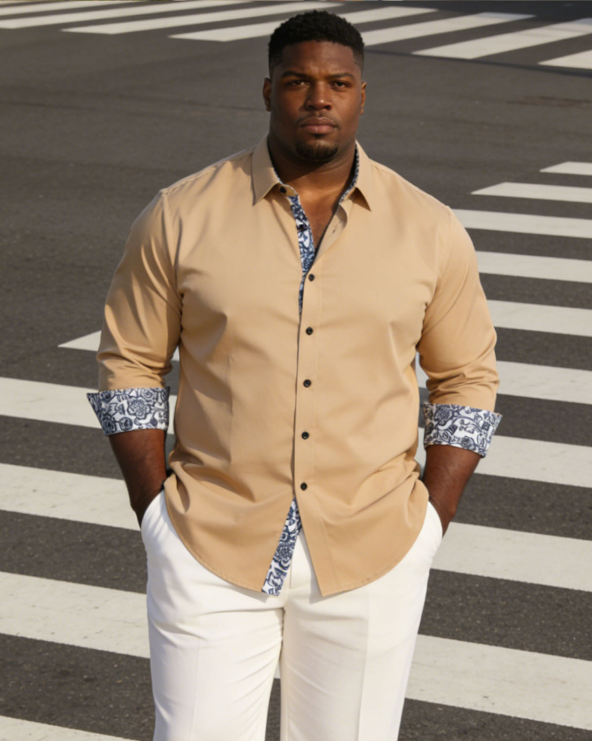 Men's Plus Size Business Cuff Neck Special Stitching Long Sleeve Lar Shirt