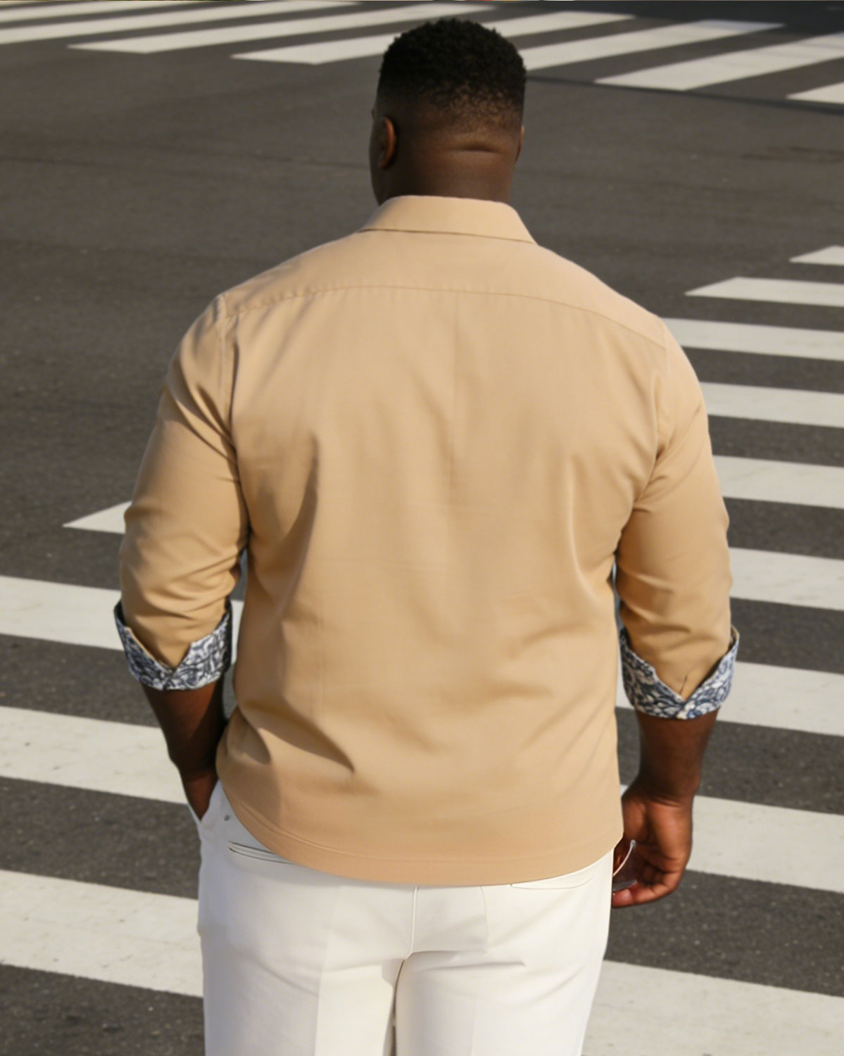 Men's Plus Size Business Cuff Neck Special Stitching Long Sleeve Lar Shirt
