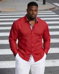 Men's Plus Size Business Cuff Neck Special Stitching Long Sleeve Lar Shirt