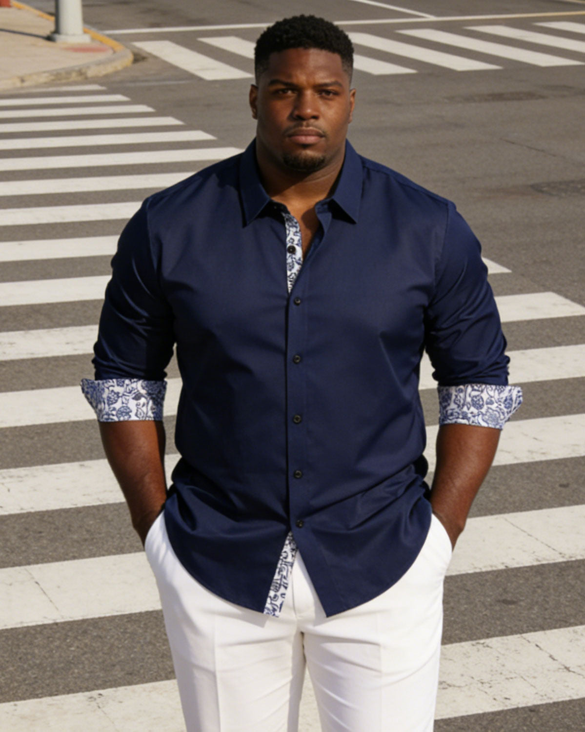 Men's Plus Size Business Cuff Neck Special Stitching Long Sleeve Lar Shirt