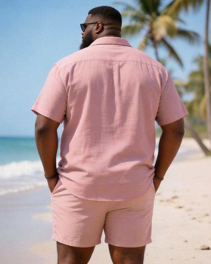Big & Tall Men's Leaf Print Short Sleeve Shirt Shorts Set