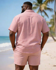 Big & Tall Men's Leaf Print Short Sleeve Shirt Shorts Set