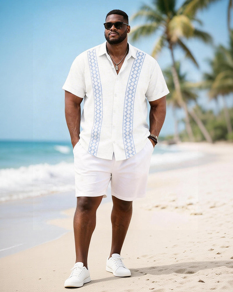 Big & Tall Men's Geometric Print Short Sleeve Shirt Shorts Set