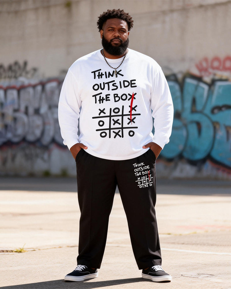 Big & Tall Men's Think Outside The Box Tic Tic Print Long Sleeve T-Shirt Pants Set