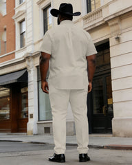 Big & Tall Men's Western Symmetrical Pattern Short Sleeve Shirt Shorts Set