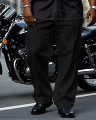 Big & Tall Men's Baroque Print Black Short Sleeve Shirt Pants Set