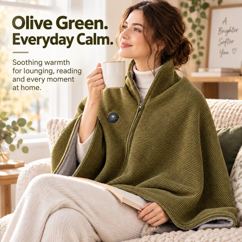 🔥🔥🔥8-Zone Heated Blanket & Wearable Shawl – 3 Heat Levels, USB Powered